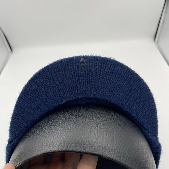 Vintage 90s Notre Dame Fighting Irish Blue Knit Brimmed Stocking Beanie Pom Hat - Picture 8 of 14